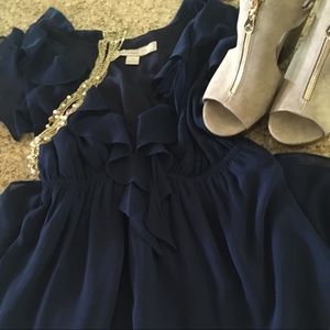 Ruffled Navy Dress